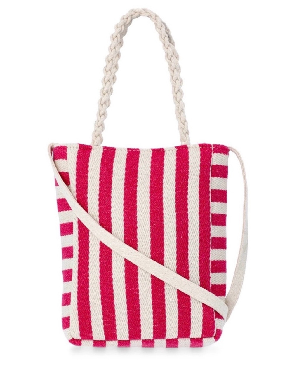 Beaded Tropical Palm Tote Bag - Pink & Cream - Picture 2 of 6
